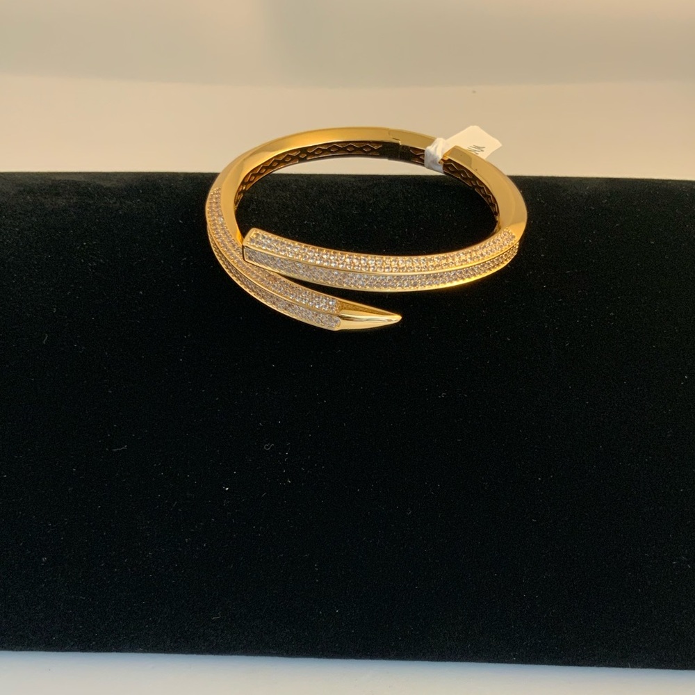 Gold Pave Nail Bangle - Picture 11 of 12